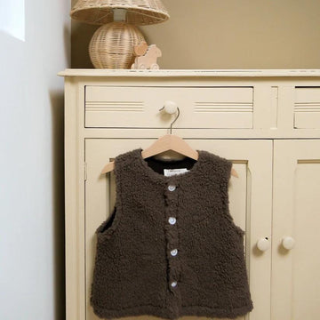 Sherpa vest zonder mouwen - Chocolat